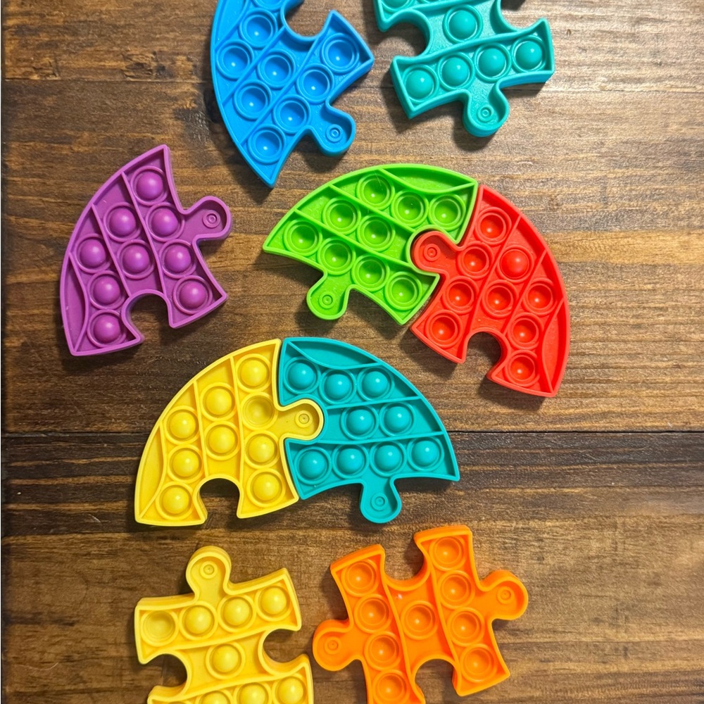 Bright Multi-Color Puzzle Piece Pop-It Fidget Toy - Kids